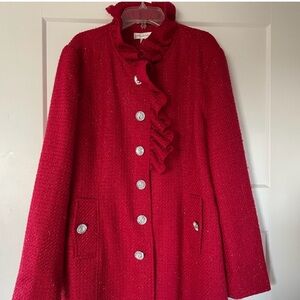 Christopher & Banks Red Women's Cape with Ruffled Collar